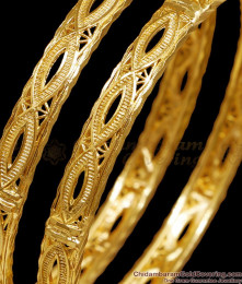 BR2600-2.8 Set Of 2 Regular Use Gold Plated Bangle Plain Design For Women