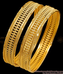 BR2604-2.6 Broad Kerala Pattern Micro Gold Plated Bangle For Marriage