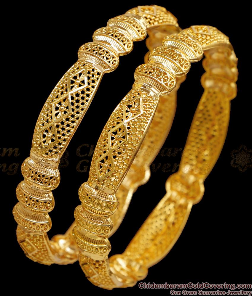 BR2609-2.8 Set Of Two Attractive 1 Gram Gold Bangle Wedding Jewelry For Women BR2609-2.8 Set Of Two Attractive 1 Gram Gold Bangle Wedding Jewelry For Women