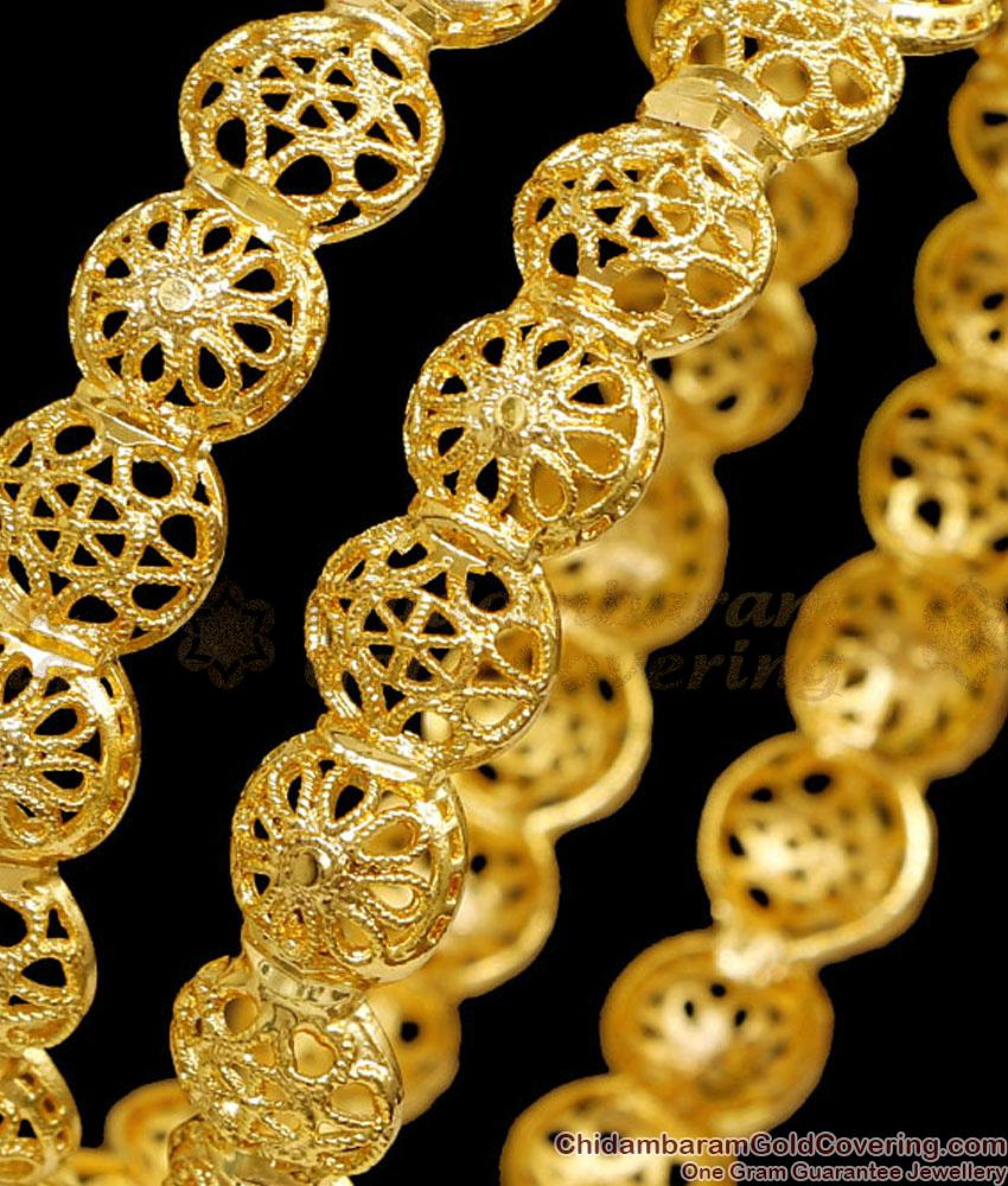 BR2617-2.8 Buy 2 Set Floral Design One Gram Gold Bangle Design Without ...
