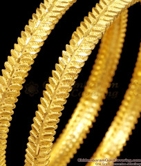 BR2634-2.4 Size Set Of 2 Two Gram Gold Leaf Design Bangle For Function Wear