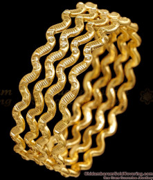 BR2652-2.6 Size Elegant Impon Panchaloha Zig Zag Bangle Set Shop Online