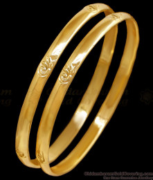 BR2660-2.10 Size Real Gold Design Impon Plain Bangle Peacock Design