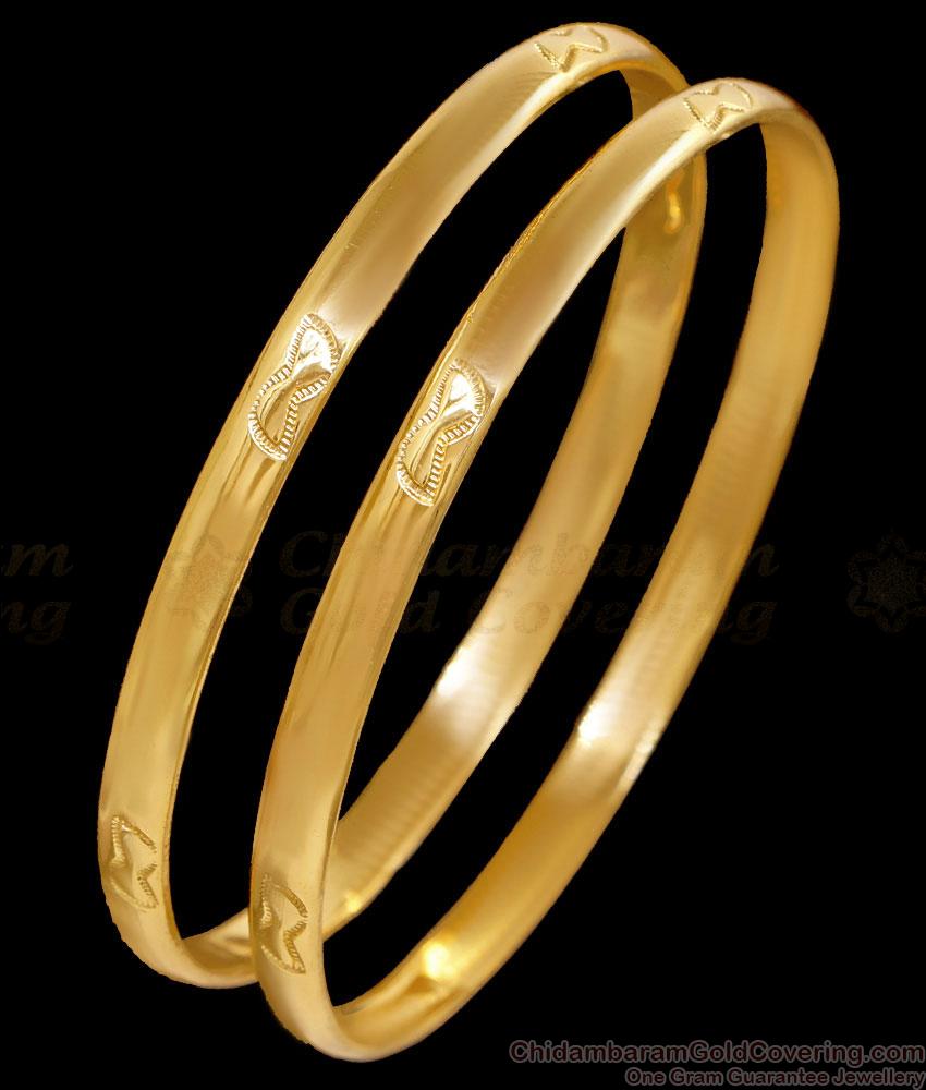 BR2663-2.6 Size New Arrival Plain Impon Gold Bangle Design For Daily Use