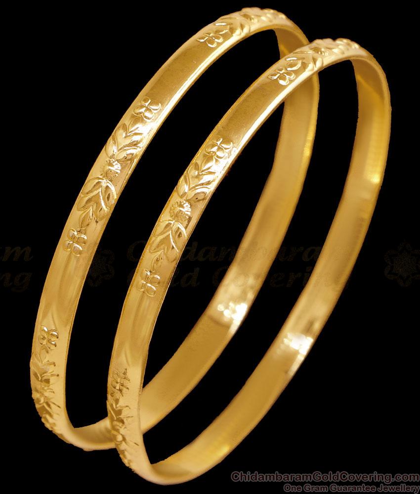 BR2667-2.8 Set Of 2 Stylish Floral Design 5 Metal Impon Bangle Collection Online