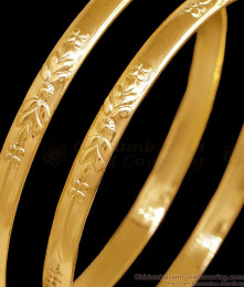 BR2667-2.8 Set Of 2 Stylish Floral Design 5 Metal Impon Bangle Collection Online