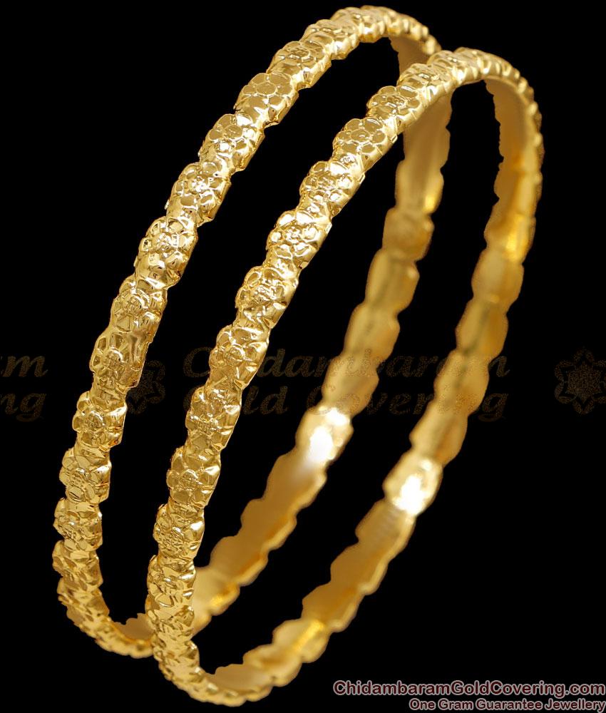 BR2680-2.6 Set Of 2 Flower Design Impon Panchaloha Bangle Design Online
