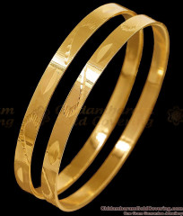 BR2682-2.10 Size Set Of 2 Plain Impon Gold Plated Bangle Machine Cut Design Online