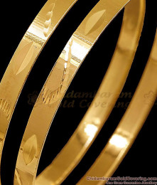 BR2682-2.10 Size Set Of 2 Plain Impon Gold Plated Bangle Machine Cut Design Online
