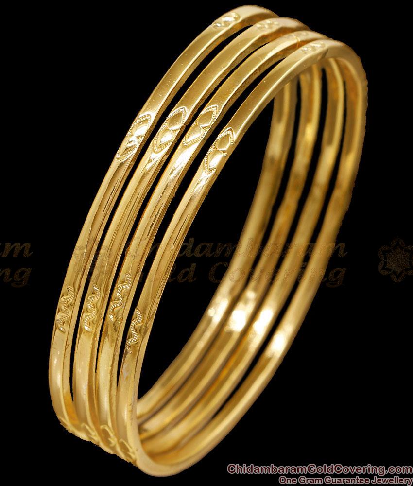 BR2691-2.10 Size Set Of Four Plain Daily Wear Impon Bangle Thin Design
