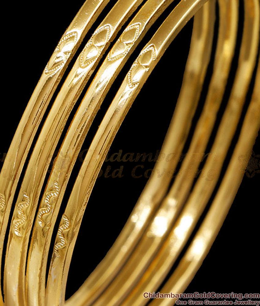 BR2691-2.10 Size Set Of Four Plain Daily Wear Impon Bangle Thin Design