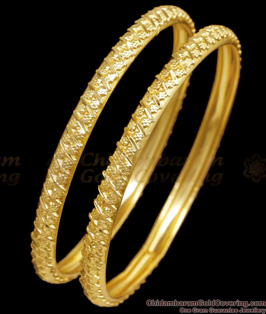 BR2709-2.4 Buy Two Gram Gold Plain Bangle Design For Wedding Online
