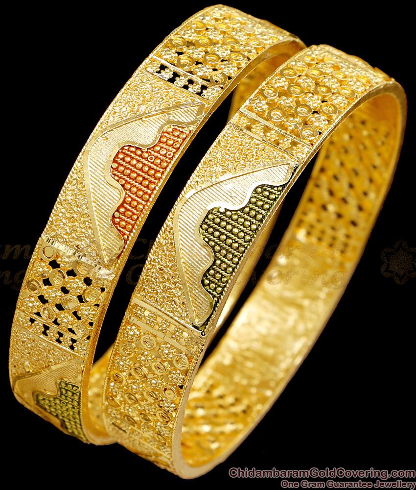 BR2710-2.8 Size Broad Enamel Design Forming Gold Bangle Dubai Bridal Jewelry