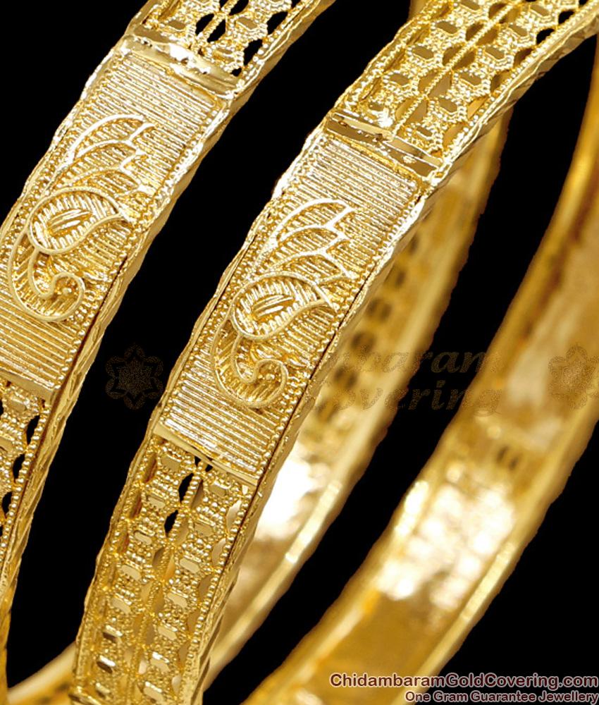 BR2713-2.10 Size Beautiful Peacock Design One Gram Gold Bangle At Affordable Price