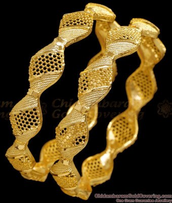 BR2714-2.10 Size Set Of Two High Quality Plain Gold Plated Bangle Design Online