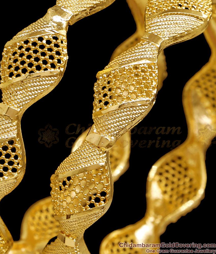 BR2714-2.8 Size Set Of Two High Quality Plain Gold Plated Bangle Design Online