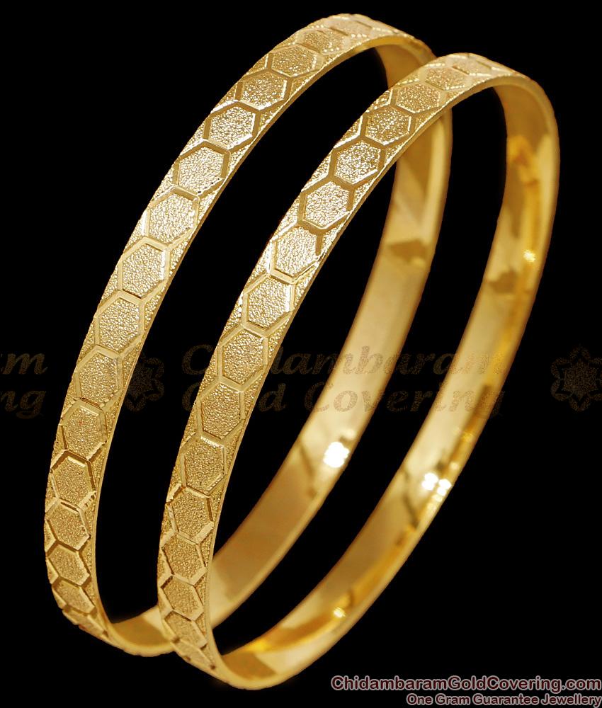 BR2725-2.8 Regular Wear Light Weight Gold Imitation Bangle Plain Machine Cut Design