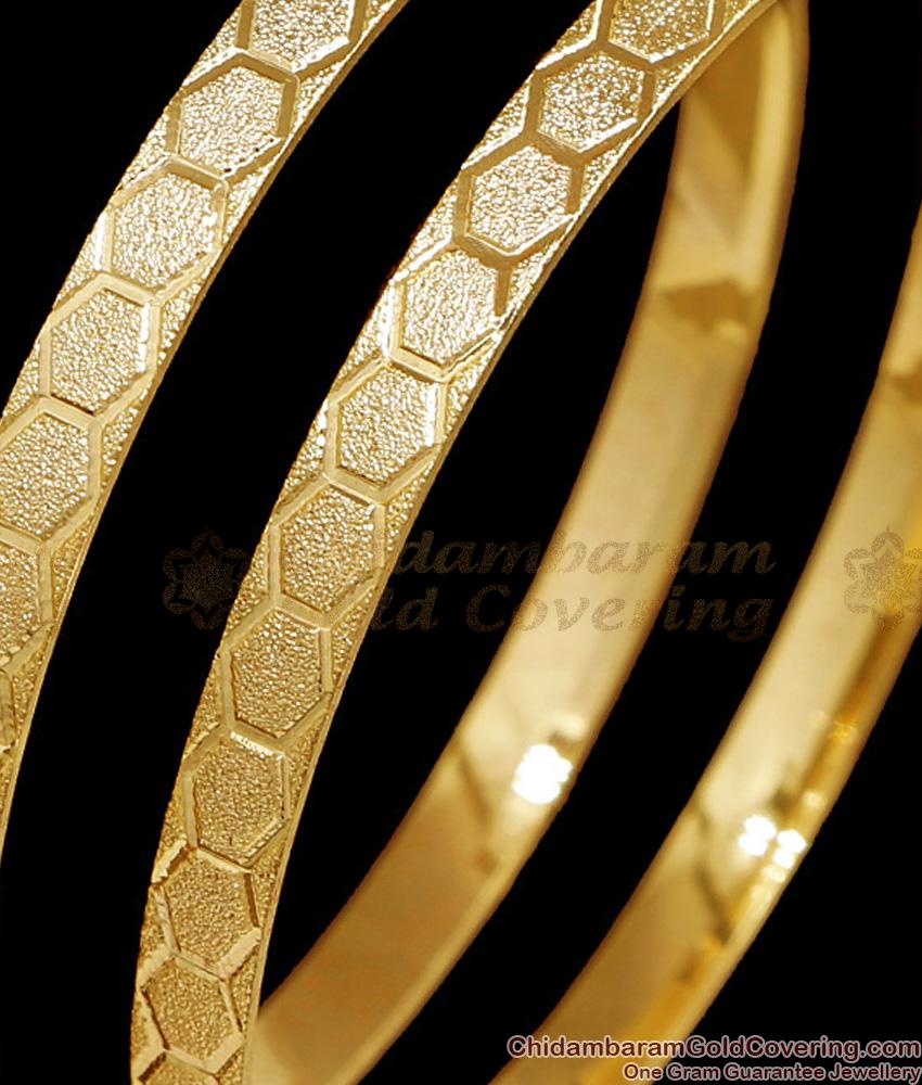 BR2725-2.8 Regular Wear Light Weight Gold Imitation Bangle Plain Machine Cut Design