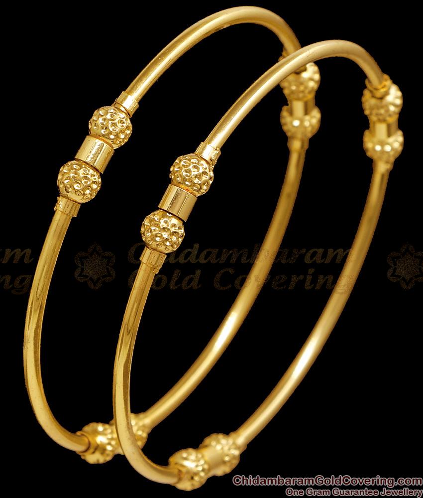 BR2726-2.4 Size Latest Ball Design Gold Plated Bangle For Daily Wear