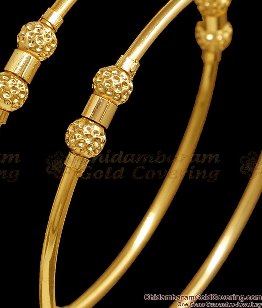 BR2726-2.4 Size Latest Ball Design Gold Plated Bangle For Daily Wear