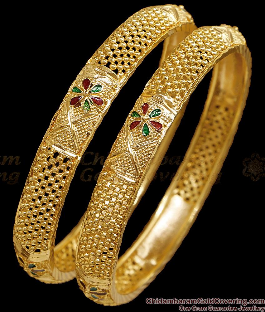 BR2729-2.4 Size High Quality Gold Plated Bangle Enamel Design Bridal Jewelry