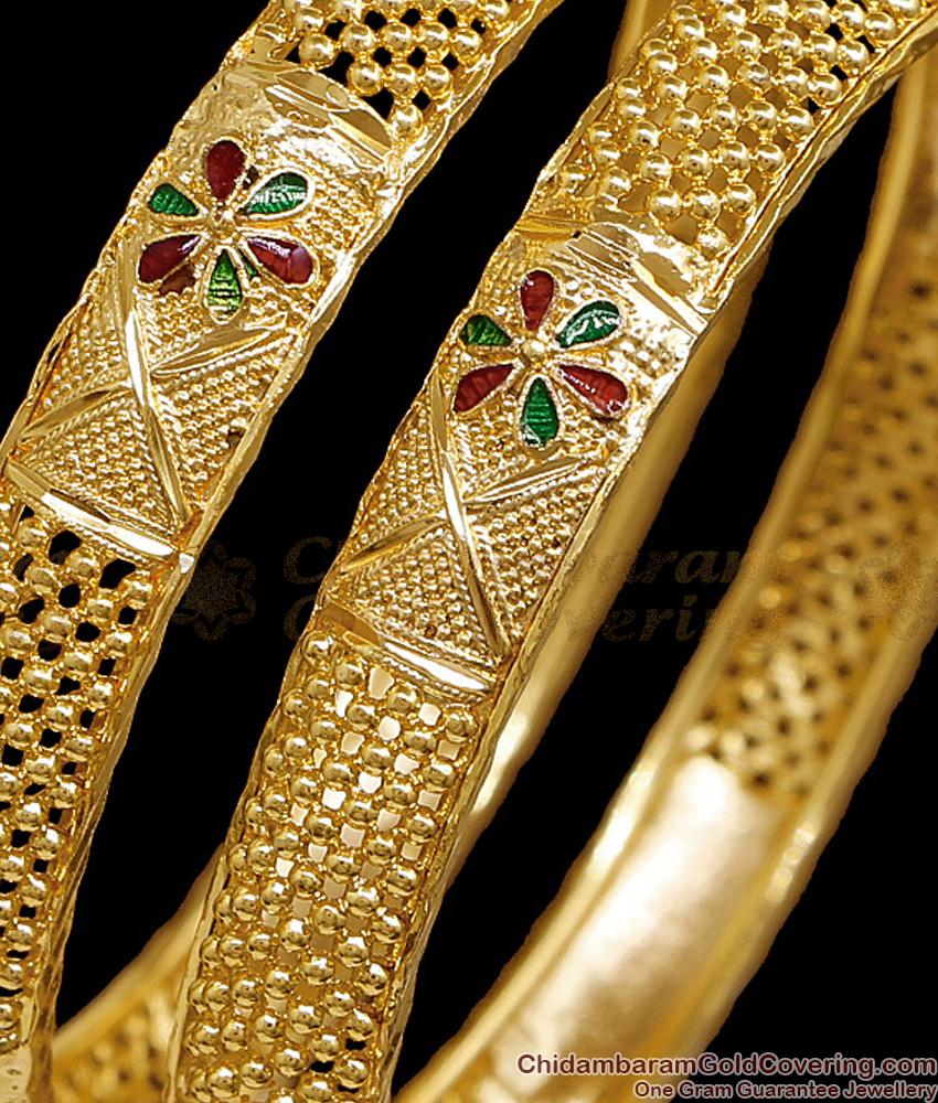 BR2729-2.4 Size High Quality Gold Plated Bangle Enamel Design Bridal Jewelry