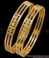 BR2730-2.8 Size Pure Gold Tone 3 Line Plain Bangle Designs Shop Online