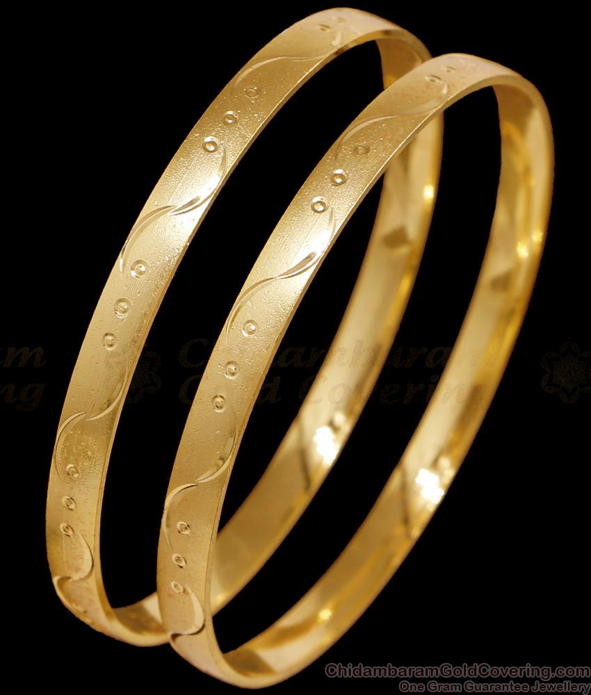 BR2733-2.4 Size Set Of 2 Plain Machine Cut Gold Imitation Bangle Matt Finish BR2733-2.4 Size Set Of 2 Plain Machine Cut Gold Imitation Bangle Matt Finish