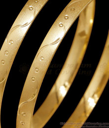BR2733-2.8 Size Set Of 2 Plain Machine Cut Gold Imitation Bangle Matt Finish BR2733-2.8 Size Set Of 2 Plain Machine Cut Gold Imitation Bangle Matt Finish