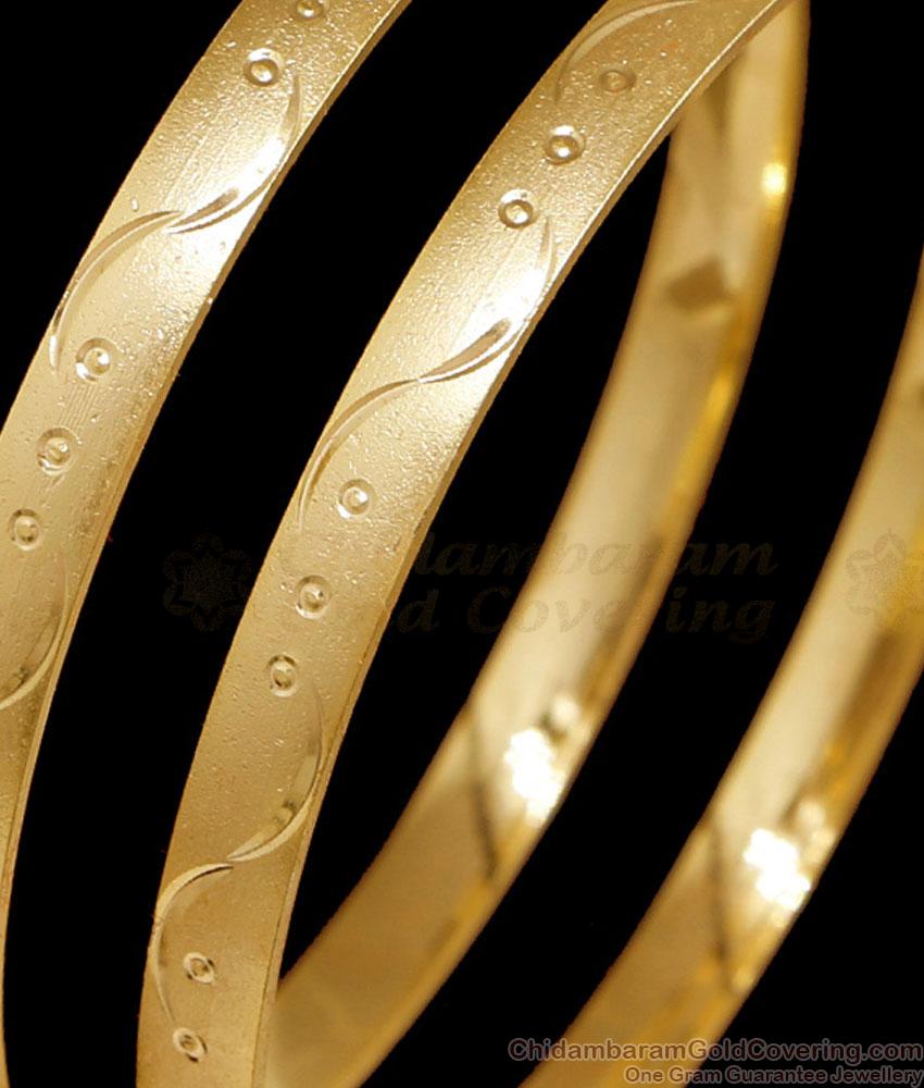 BR2733-2.4 Size Set Of 2 Plain Machine Cut Gold Imitation Bangle Matt Finish BR2733-2.4 Size Set Of 2 Plain Machine Cut Gold Imitation Bangle Matt Finish