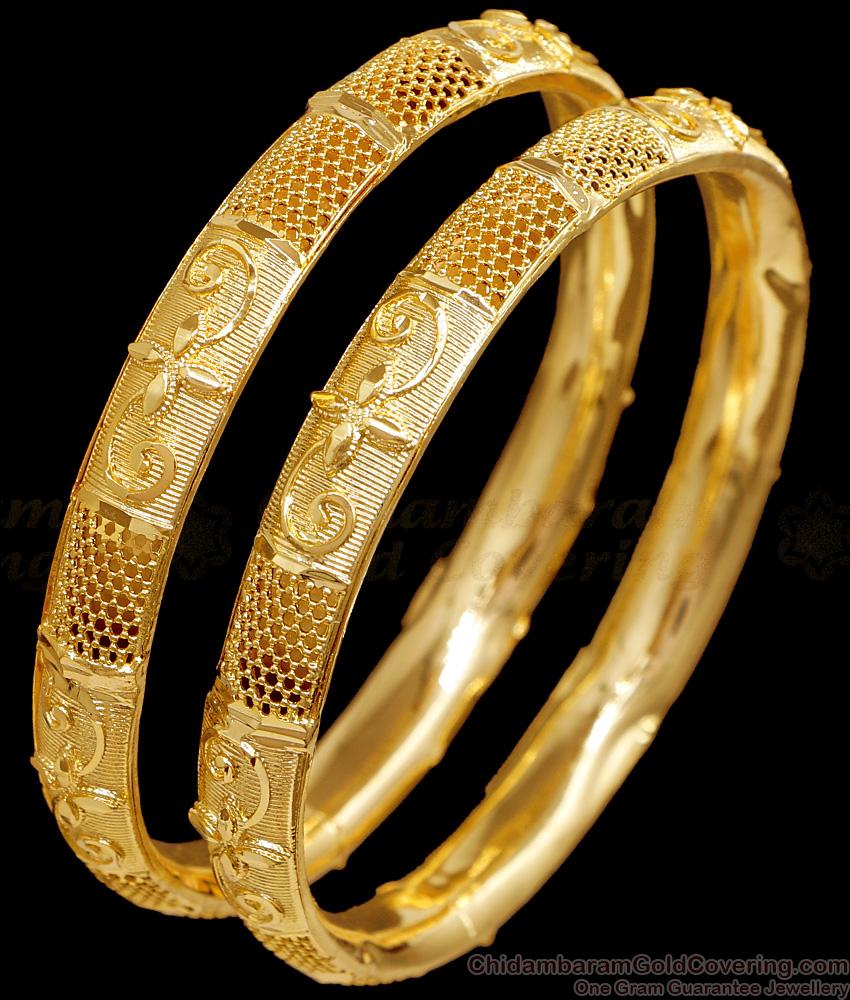 BR2736-2.6 Size Set Of 2 Bridal Wear Gold Imitation Bangle Floral Design Online BR2736-2.6 Size Set Of 2 Bridal Wear Gold Imitation Bangle Floral Design Online