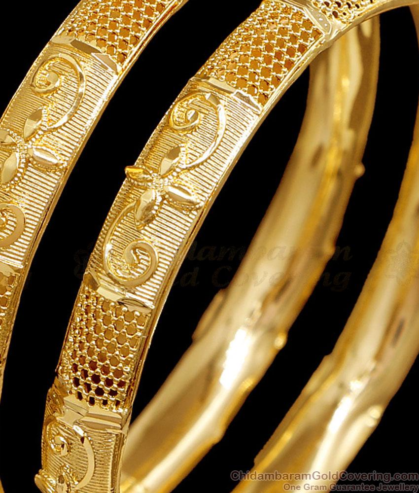 BR2736-2.6 Size Set Of 2 Bridal Wear Gold Imitation Bangle Floral Design Online BR2736-2.6 Size Set Of 2 Bridal Wear Gold Imitation Bangle Floral Design Online