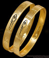BR2737-2.10 Size Set Of 2 Beautiful Machine Cut Peacock Feather Gold Bangle Matt Finish BR2737-2.10 Size Set Of 2 Beautiful Machine Cut Peacock Feather Gold Bangle Matt Finish