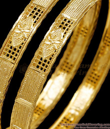 BR2743-2.10 Size One Gram Gold Bangle Floral Design Bridal Jewelry
