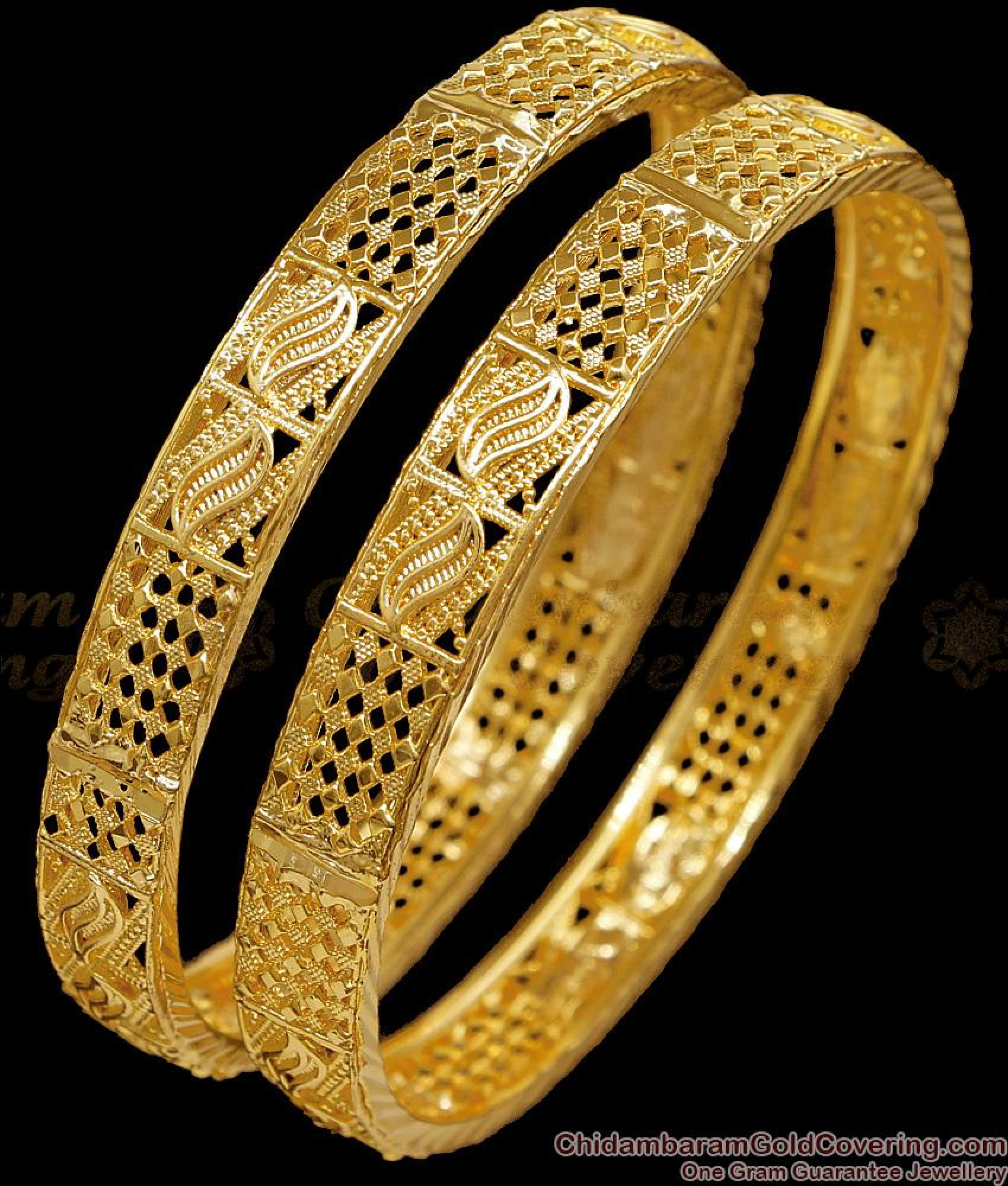 BR2744-2.10 Size Set Of Two Micro Gold Plated Plain Bangle For Regular Use