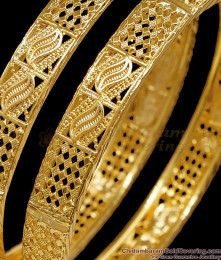 BR2744-2.10 Size Set Of Two Micro Gold Plated Plain Bangle For Regular Use