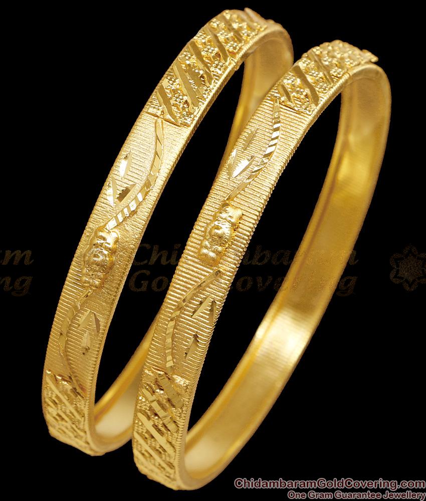 BR2748-2.6 Size Latest Bridal Wear Forming Gold Plain Bangle Floral Design BR2748-2.6 Size Latest Bridal Wear Forming Gold Plain Bangle Floral Design