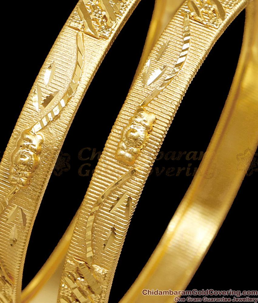 BR2748-2.6 Size Latest Bridal Wear Forming Gold Plain Bangle Floral Design BR2748-2.6 Size Latest Bridal Wear Forming Gold Plain Bangle Floral Design