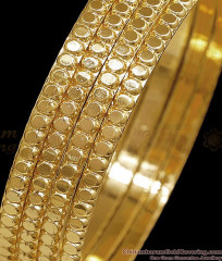 BR2758-2.4 Size Set Of 4 Impon 5 Metal Plain Bangle Dotted Design For Regular Wear BR2758-2.4 Size Set Of 4 Impon 5 Metal Plain Bangle Dotted Design For Regular Wear