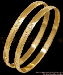 BR2763-2.6 Size Set Of Two Impon Gold Finish Bangle Heart Design For Women BR2763-2.6 Size Set Of Two Impon Gold Finish Bangle Heart Design For Women