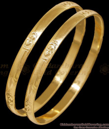 BR2763-2.8 Size Set Of Two Impon Gold Finish Bangle Heart Design For Women