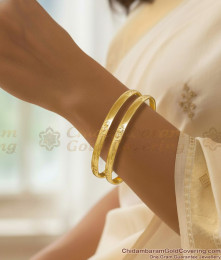 BR2763-2.4 Size Set Of Two Impon Gold Finish Bangle Heart Design For Women