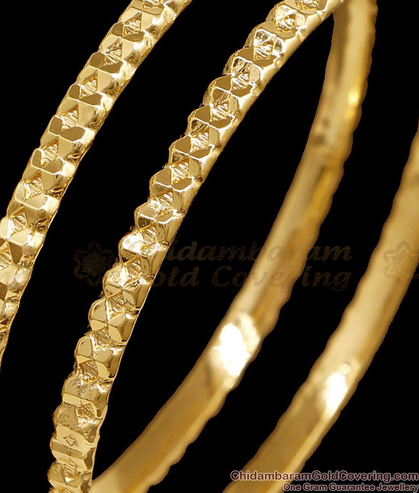 BR2764-2.6 Size Set Of Two Plain Impon Bangle Diamond Cut Design For Daily Wear BR2764-2.6 Size Set Of Two Plain Impon Bangle Diamond Cut Design For Daily Wear