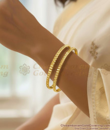 BR2764-2.4 Size Set Of Two Plain Impon Bangle Diamond Cut Design For Daily Wear