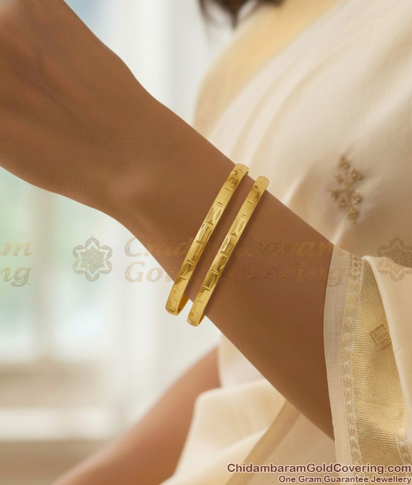 BR2767-2.4 Size Trendy Gold FInish Impon Bangle Machine Cut Design With Price BR2767-2.4 Size Trendy Gold FInish Impon Bangle Machine Cut Design With Price