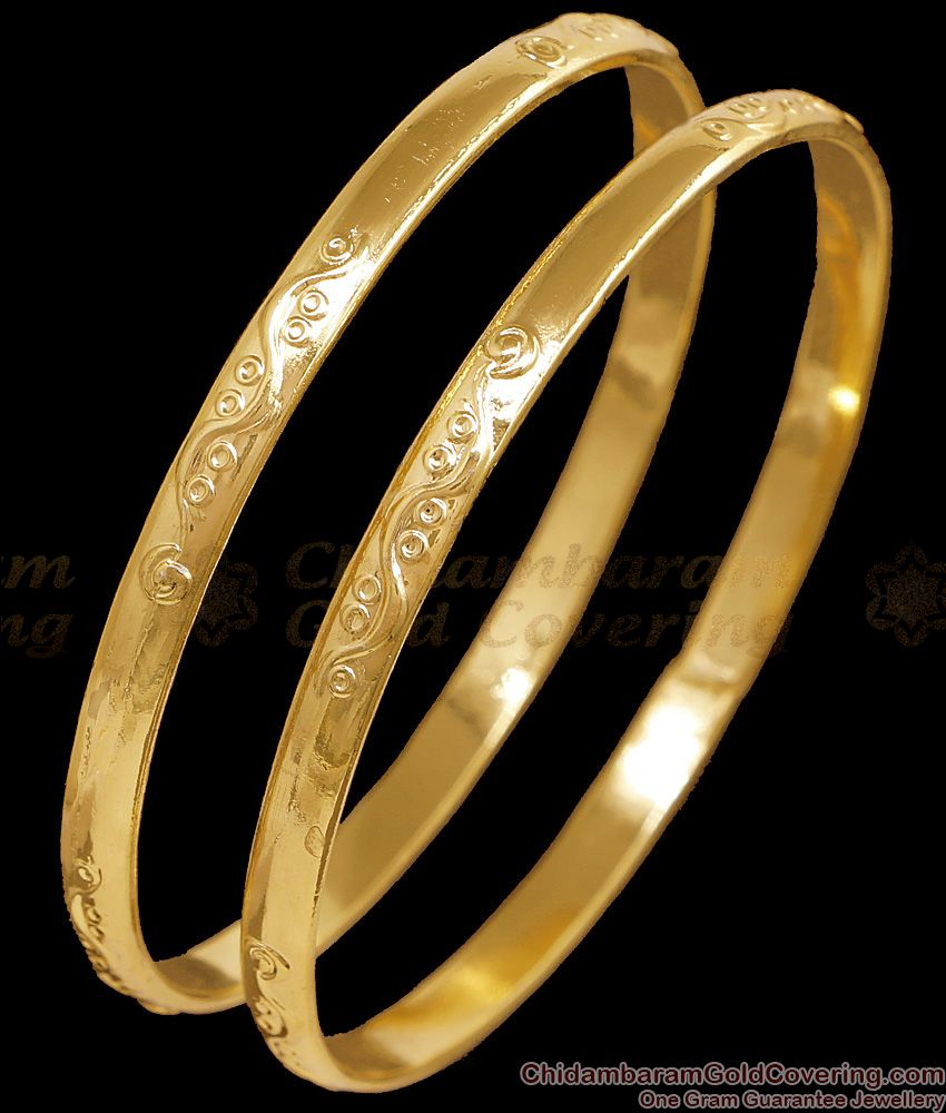 BR2773-2.6 Size Set Of Two Five Metal Impon Bangle Plain Floral Design Online BR2773-2.6 Size Set Of Two Five Metal Impon Bangle Plain Floral Design Online