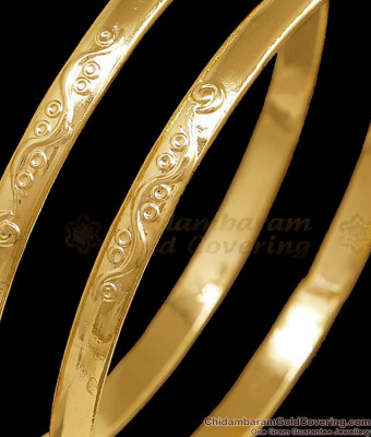 BR2773-2.10 Size Set Of Two Five Metal Impon Bangle Plain Floral Design Online