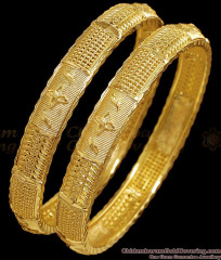 BR2784-2.4 Size Broad Traditional Textured Gold Imitation Bangle Bridal Wear
