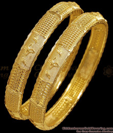 BR2784-2.4 Size Broad Traditional Textured Gold Imitation Bangle Bridal Wear