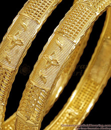 BR2784-2.4 Size Broad Traditional Textured Gold Imitation Bangle Bridal Wear